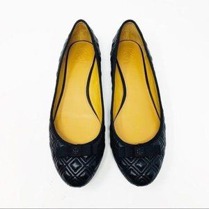 Tory Burch 10 Marion Quilted Black Ballet Flats